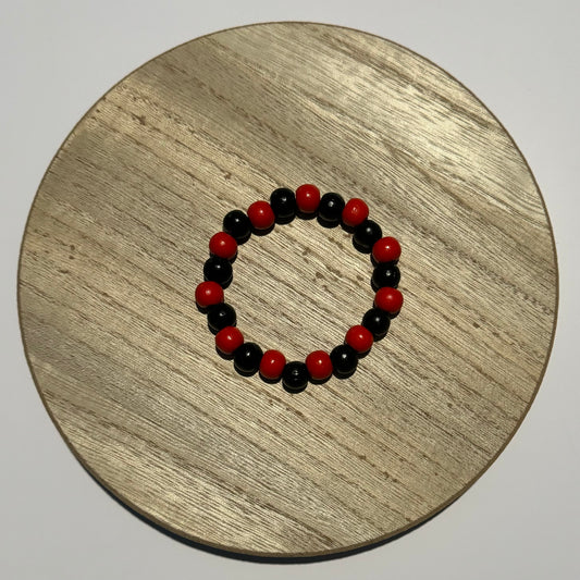 Black and Red Wooden Bead Bracelet