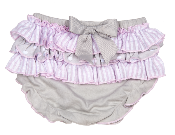 Ruffled underpants-Gray and pink