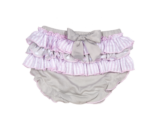 Ruffled underpants-Gray and pink