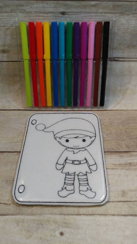 Reusable elf vinyl coloring picture for kids