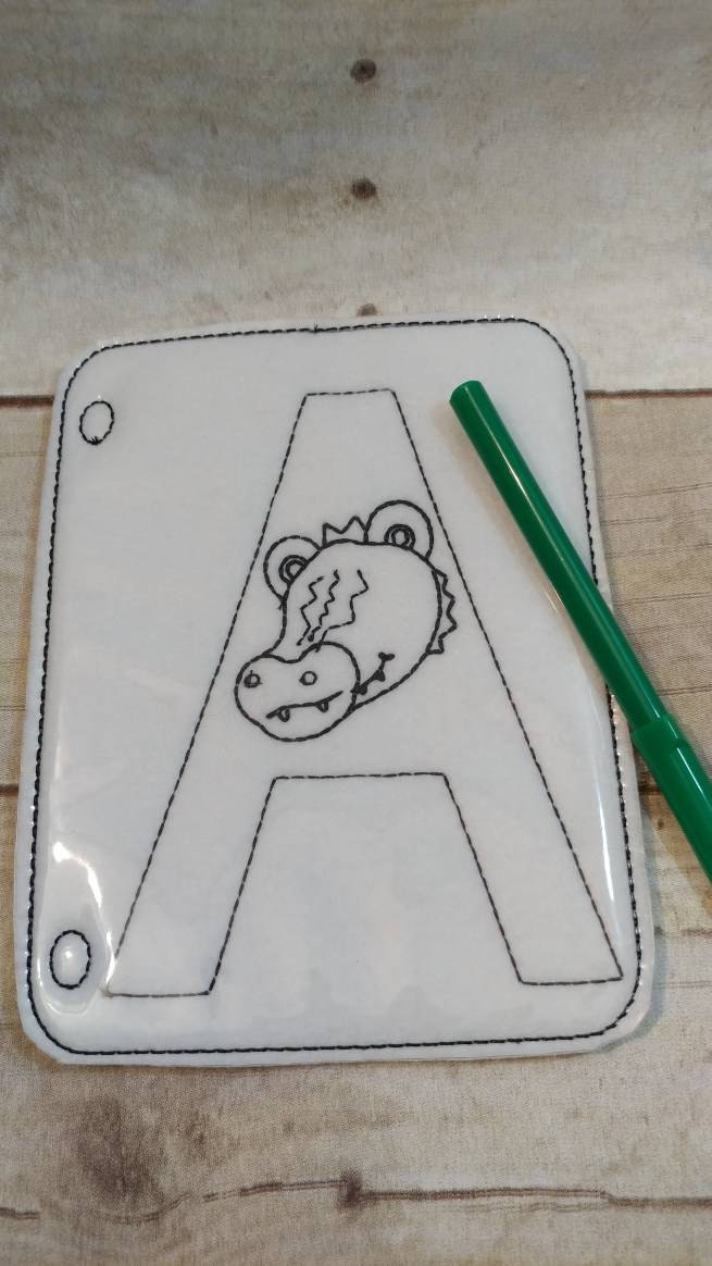 Letter A, Alligator Reusable Coloring Page, Felt Coloring Page, Vinyl Coloring Pages, Children's Coloring Pages, Birthday