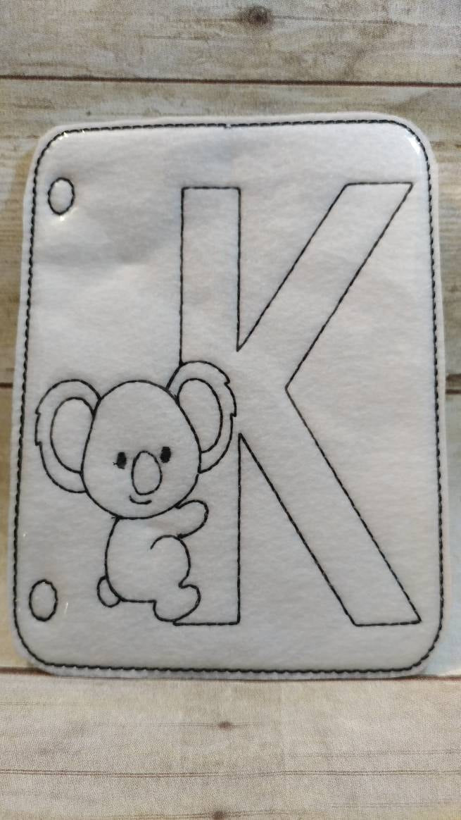 Letter K Coloring Page, Kangaroo Reusable Coloring Page, Felt Coloring Page, Kids Coloring Page, Dry Erase Coloring