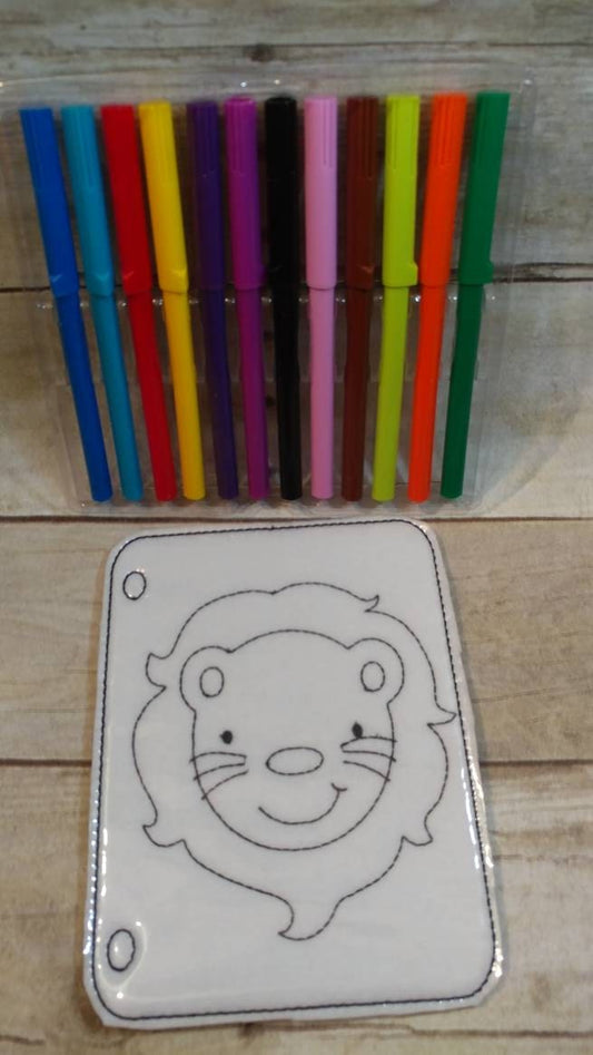 Reusable lion vinyl coloring picture for kids