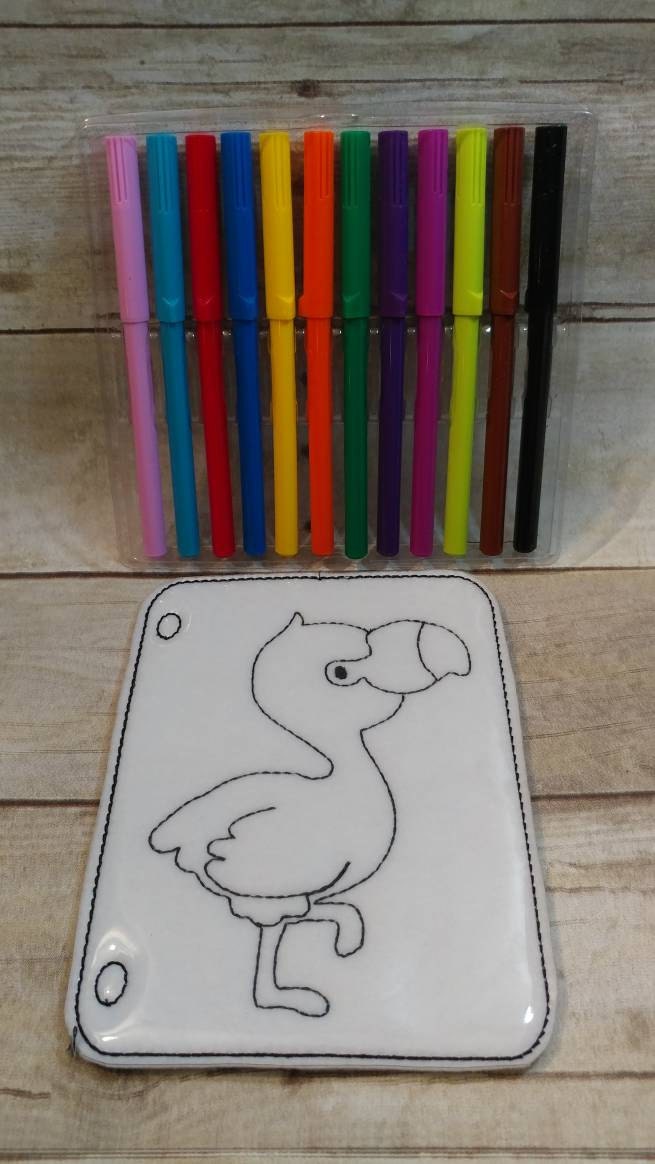 Reusable flamingo vinyl coloring picture for kids