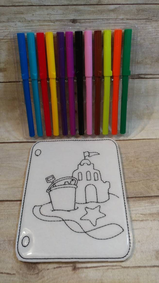 Reusable beach vinyl coloring picture for kids