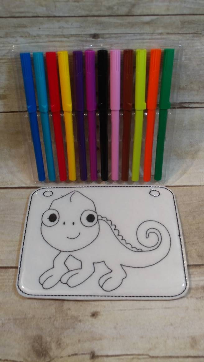 Iguana Reusable Coloring Page, Felt Coloring Page, Vinyl Coloring Pages, Children's Coloring Pages, Gift, Holiday Gift