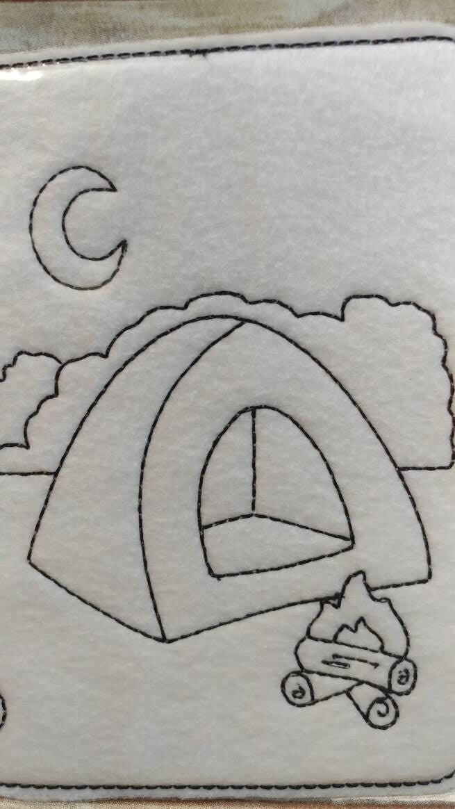 Reusable camping tent vinyl coloring picture for kids