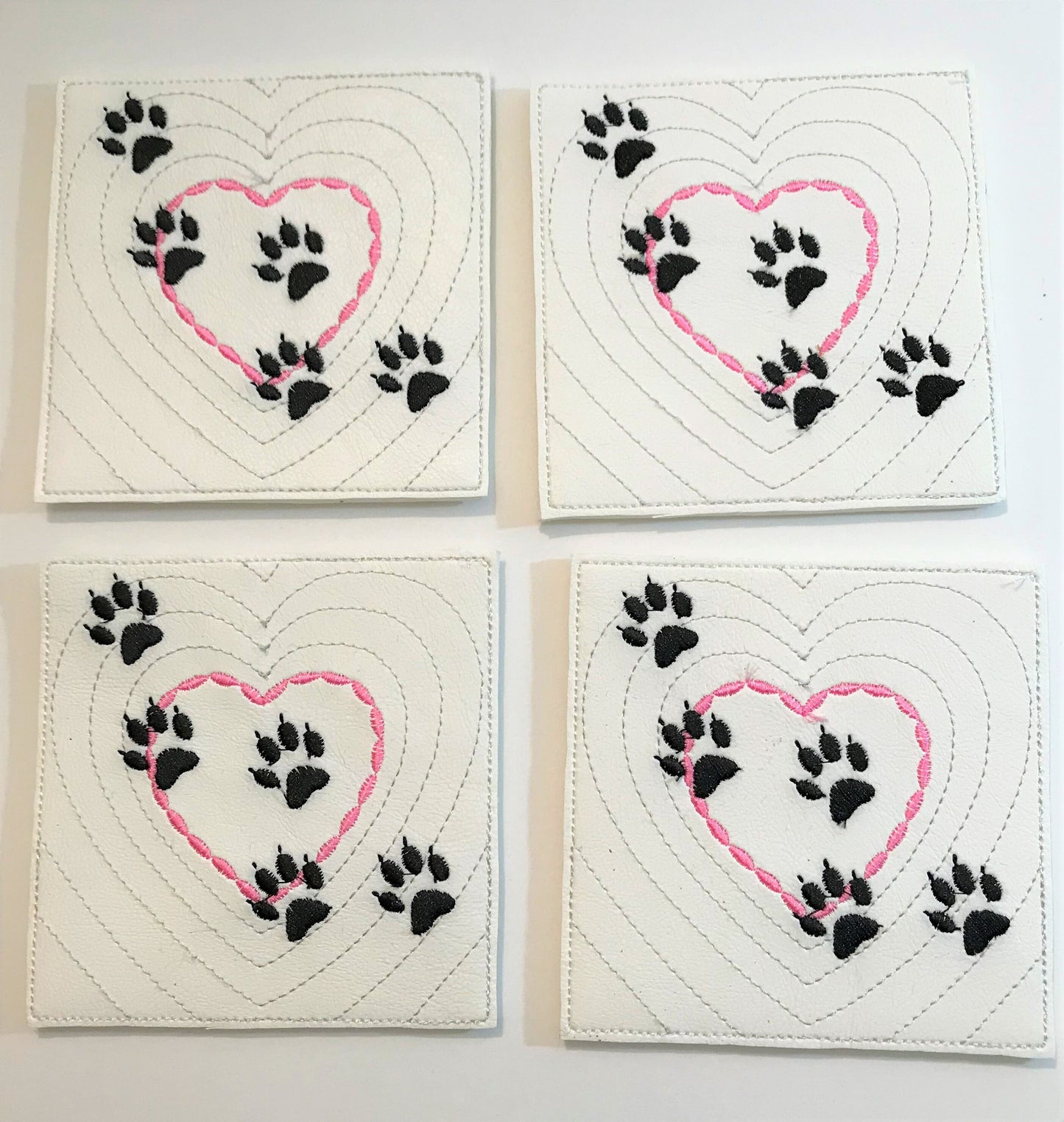 Set of 4 Vinyl pet paw prints Coasters for the animal lover in your life
