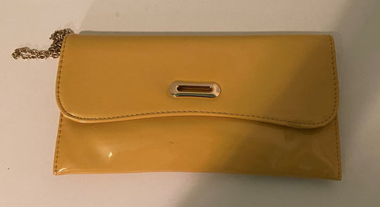 Yellow/Mustard Clutch Purse with Gold Chain Strap