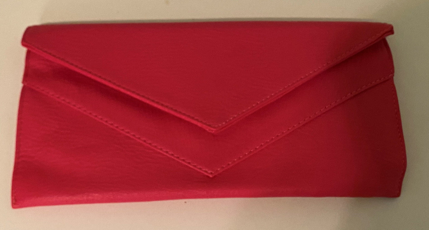 Deep Pink Clutch Purse with Gold Chain Strap