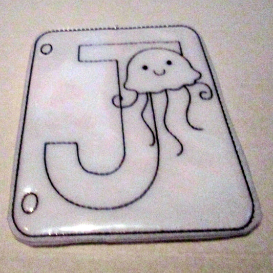 Letter J, Jellyfish Reusable Coloring Page, Felt Coloring Page, Vinyl Coloring Pages, Children's Coloring Pages, Birthday