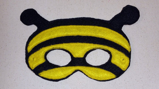 Handcrafted Black and yellow felt bumble bee pretend play mask for kids