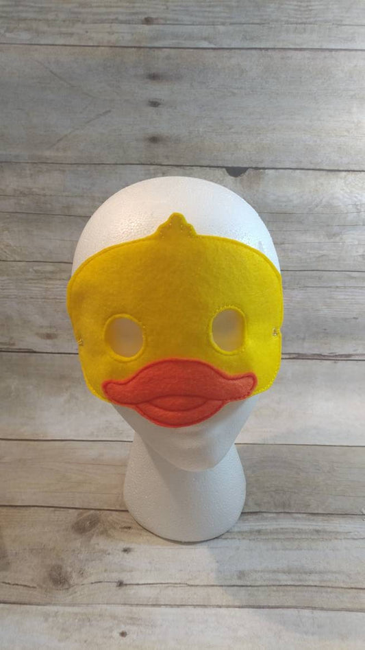 Handcrafted Yellow felt pretend play duck mask for kids