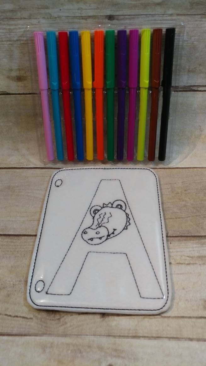 Letter A, Alligator Reusable Coloring Page, Felt Coloring Page, Vinyl Coloring Pages, Children's Coloring Pages, Birthday