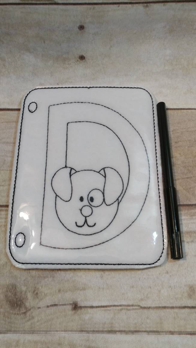Letter D Reusable Coloring Page, Dog Reusable Coloring Page, Felt Coloring Page, Vinyl Coloring Page, Dry Erase Coloring