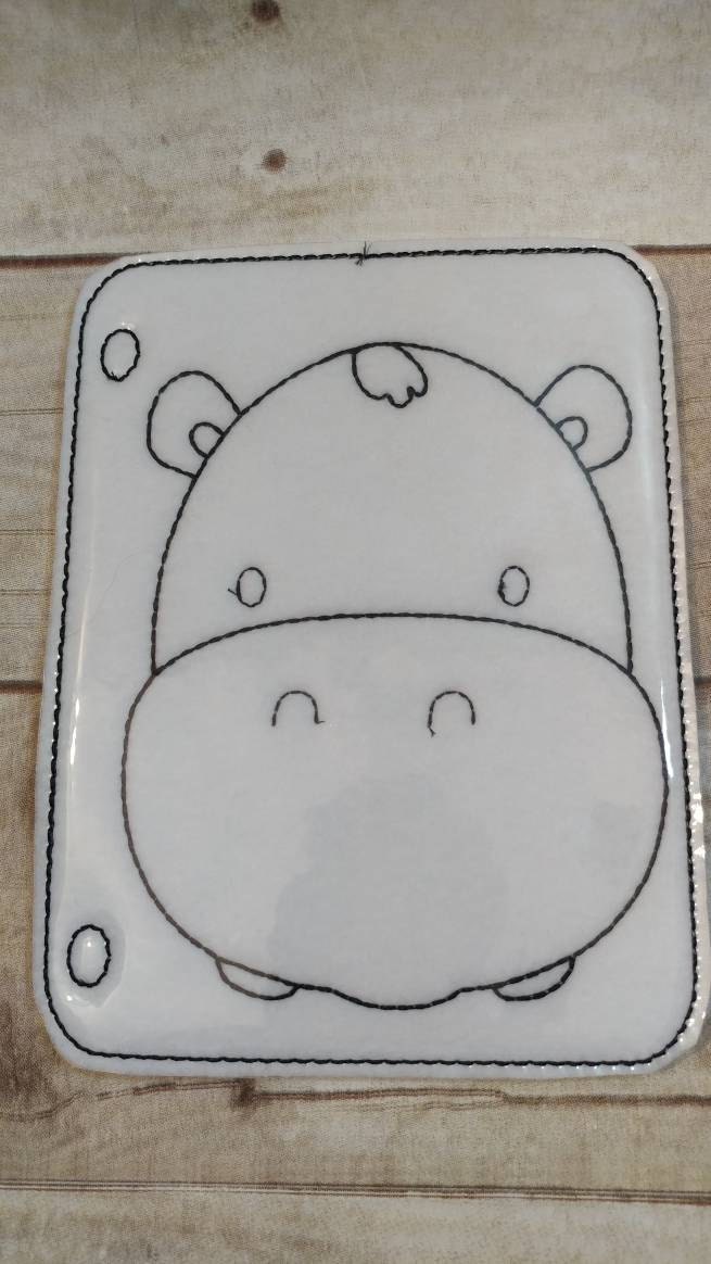 Reusable hippo vinyl coloring picture for kids