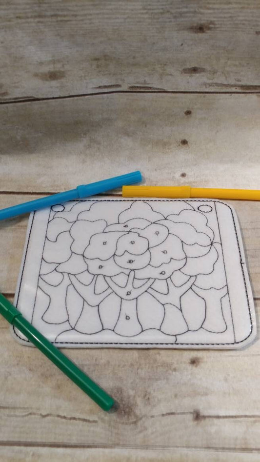 Reusable Coloring Page, Felt Coloring Page, Vinyl Coloring Page, Kids Coloring Page, Dry Erase Coloring, Holiday Gift