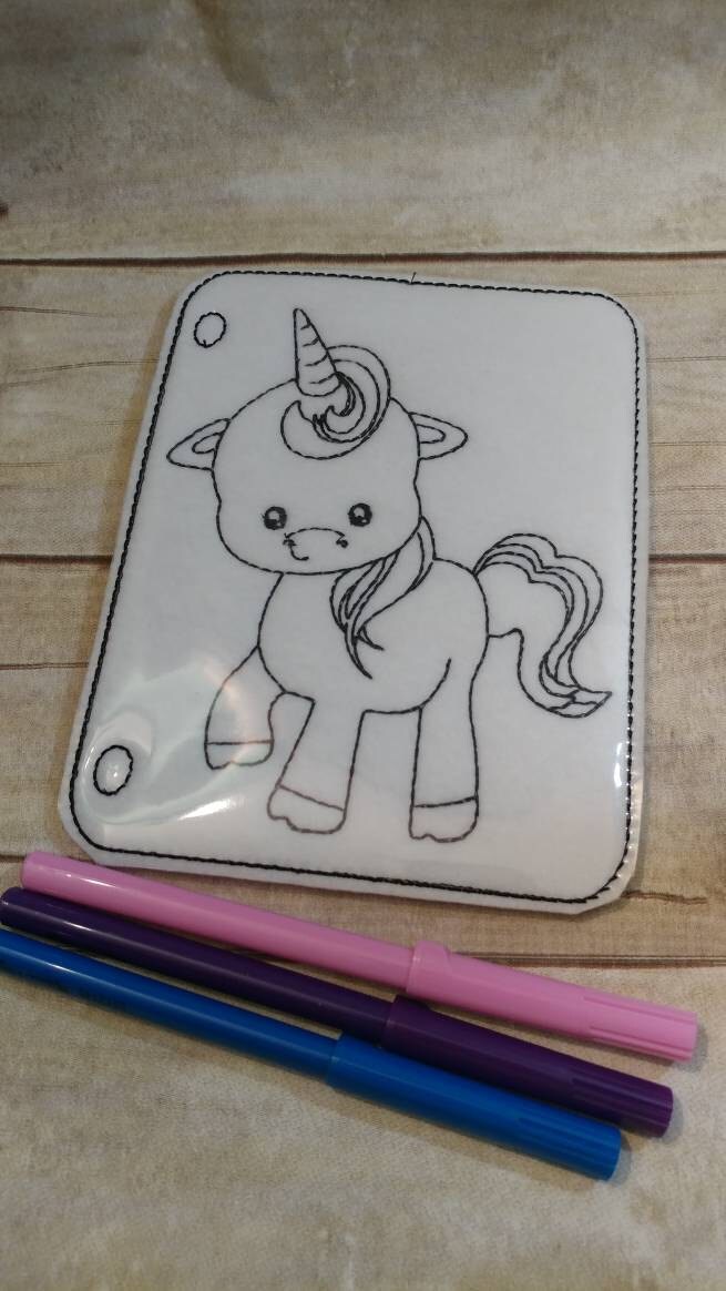 Feeling a little magical reusable unicorn vinyl coloring picture for kids