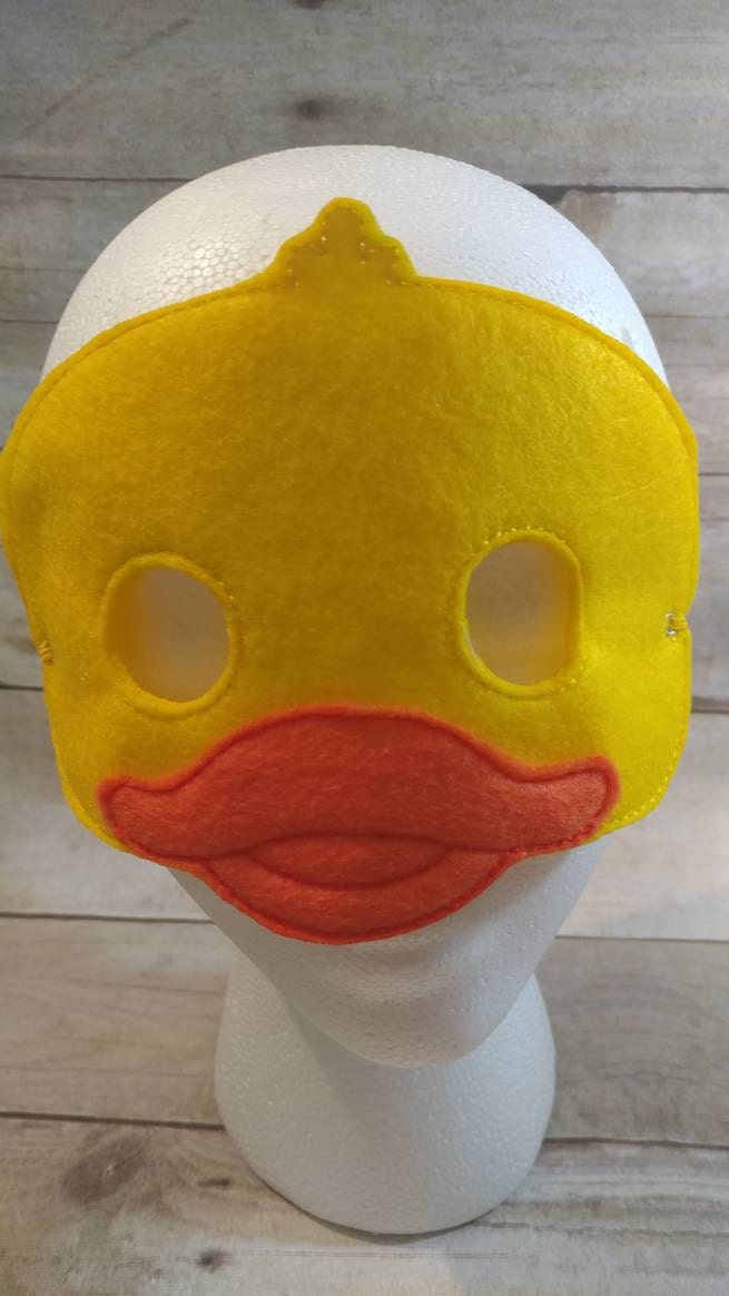 Handcrafted Yellow felt pretend play duck mask for kids
