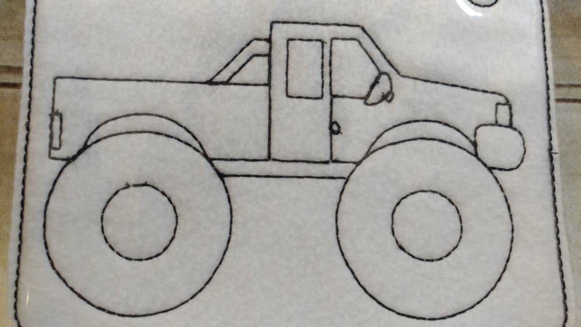 Reusable Monster Truck vinyl coloring picture for kids