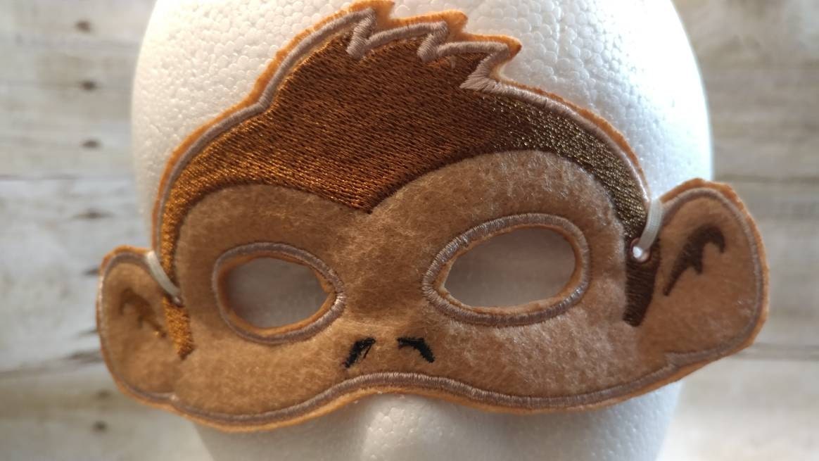 Handcrafted Pretend play felt monkey mask for kids