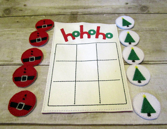 Handcrafted Christmas tic tac toe game for boys and girls. Can be used as a gift or party favor.