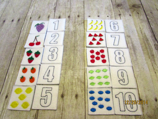 Handcrafted felt counting activity set for teaching numbers and counting