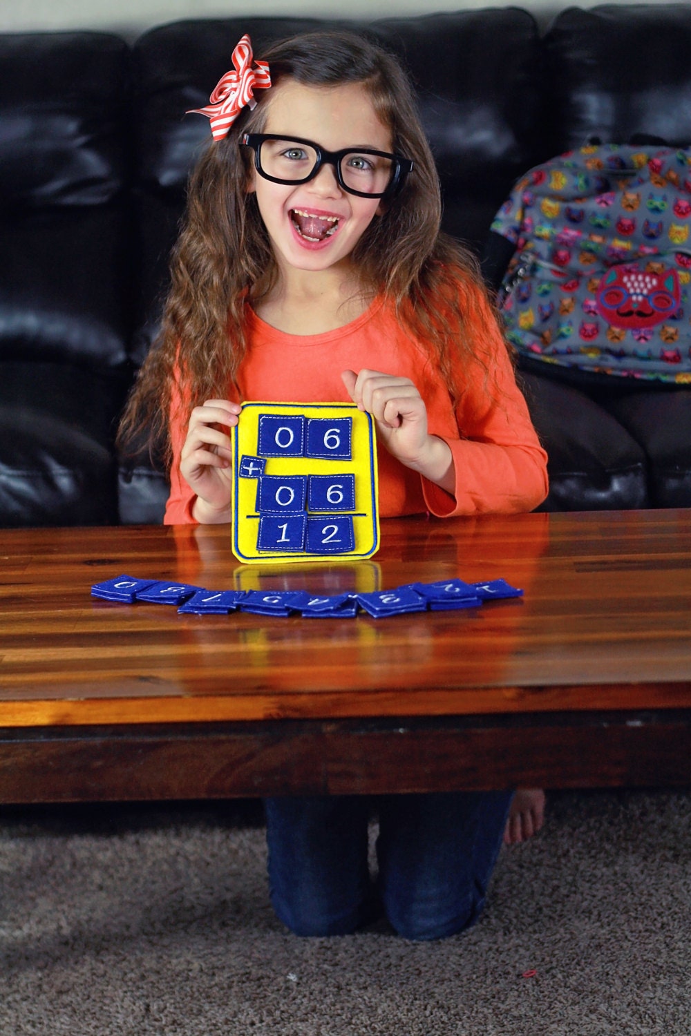 Felt math activity set for teaching addition, subtraction, multiplication, and division in the classroom or at home