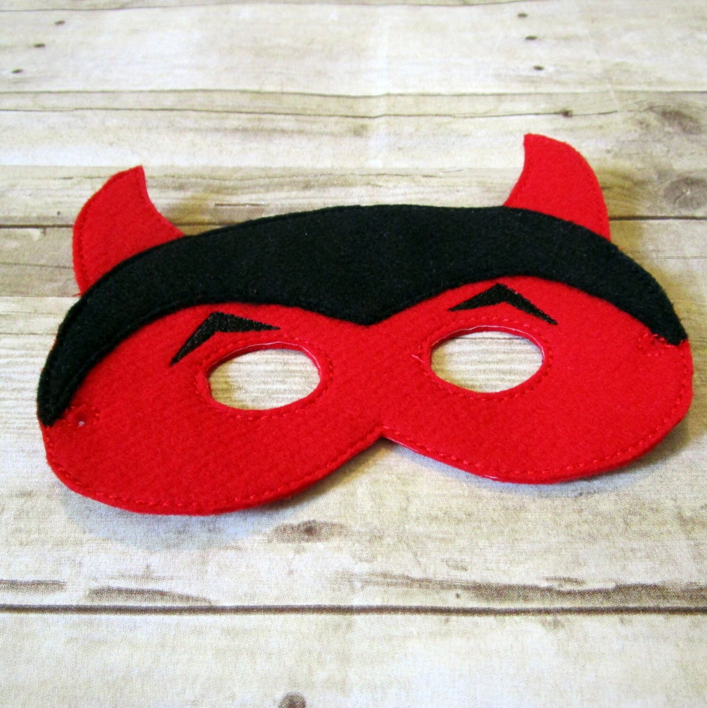 Handcrafted Black and red felt pretend play devil mask for kids