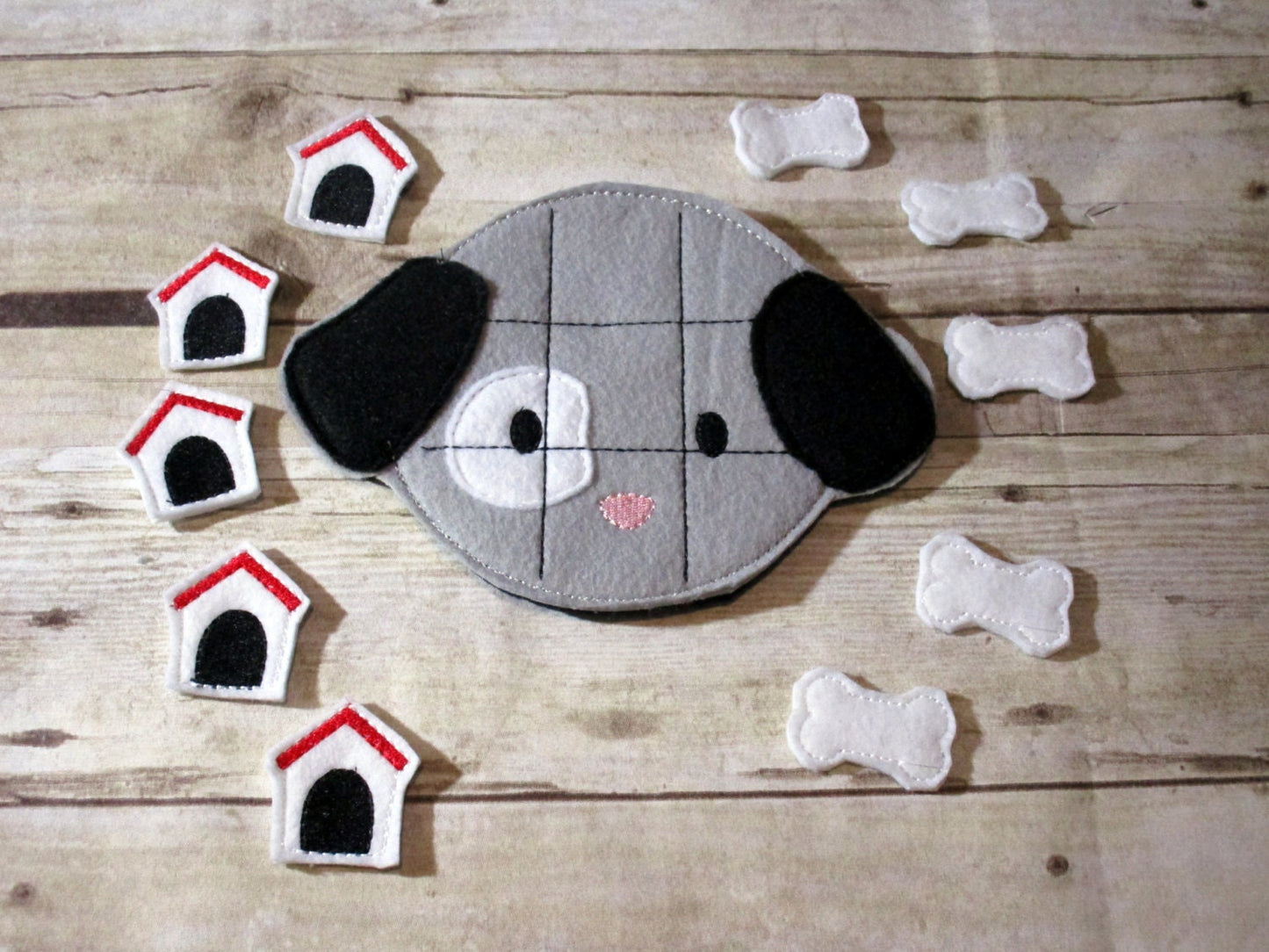 Cute handcrafted puppy tic tac toe game for boys and girls. Can be used as a gift or party favor.